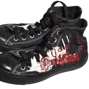 Black, White, Red Batman + Gotham High top Chuck Taylor Converse Size 7 Womens